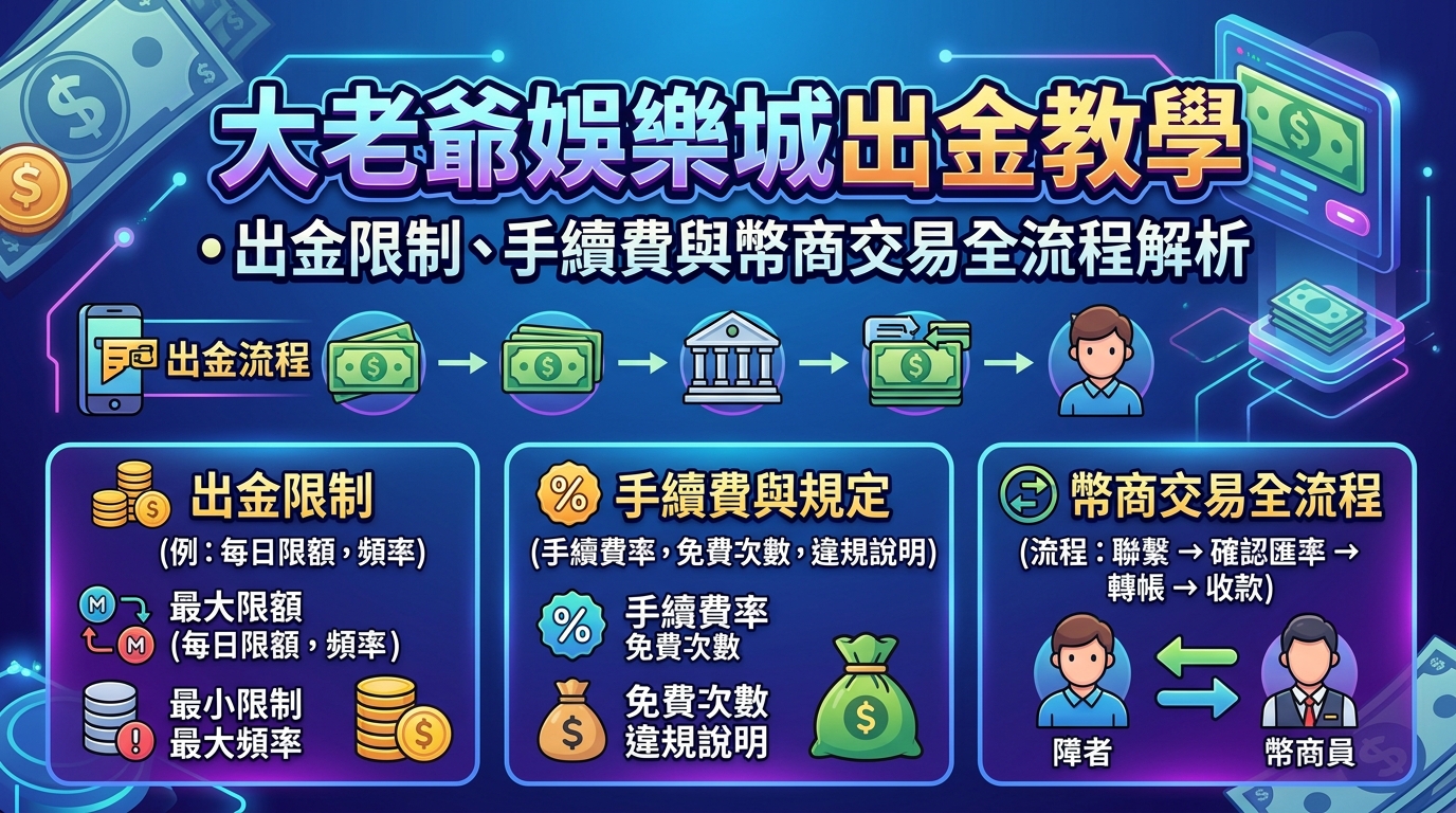 大老爺娛樂城出金教學：出金限制、手續費與幣商交易全流程解析